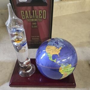 Elegant Blue Globe with Galileo Thermometer